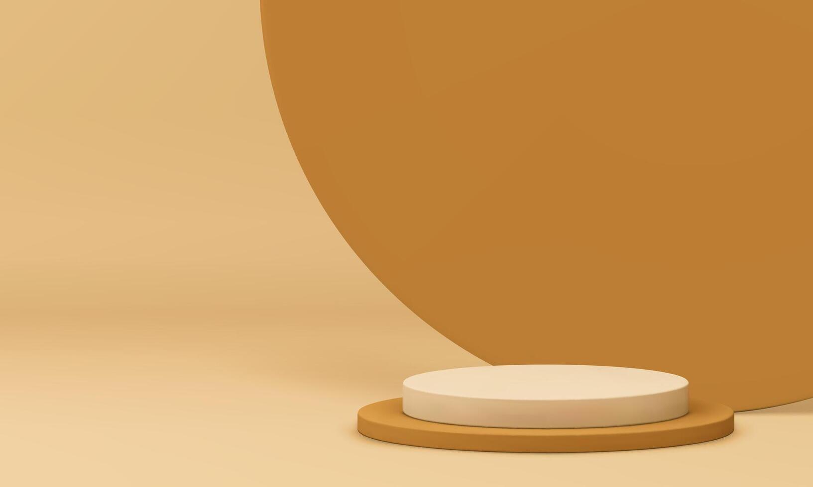 Neutral 3d cylinder podium with abstract round wall background realistic illustration vector