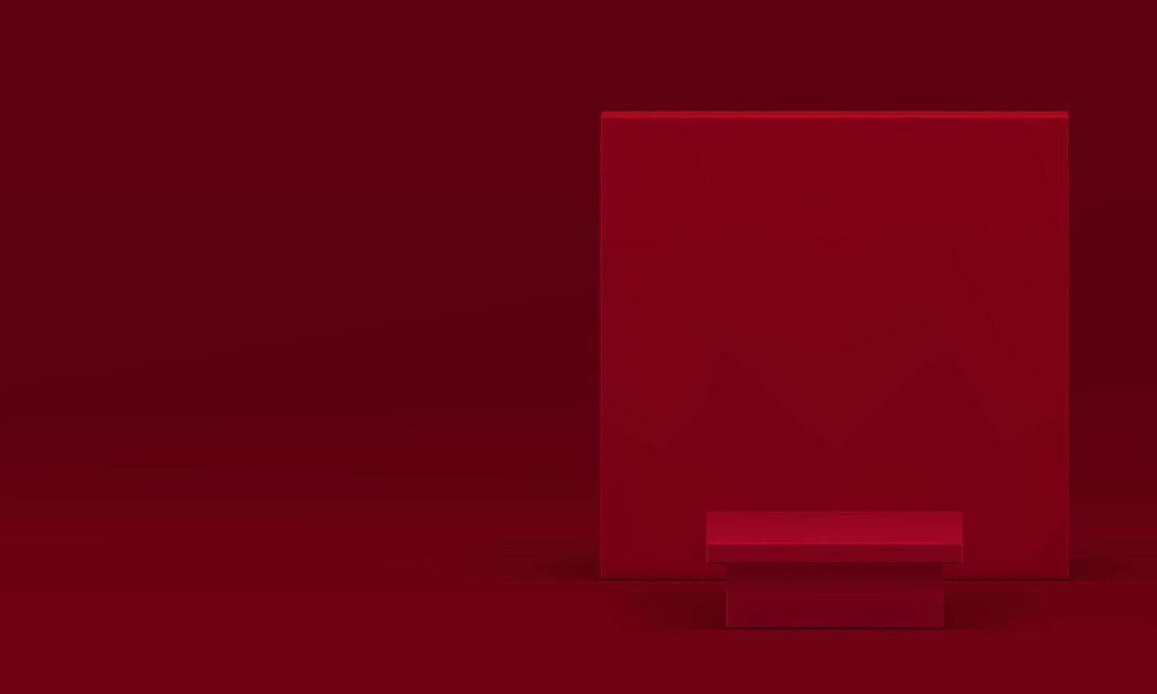 Red fashion 3d podium pedestal geometric scene for presentation realistic illustration vector