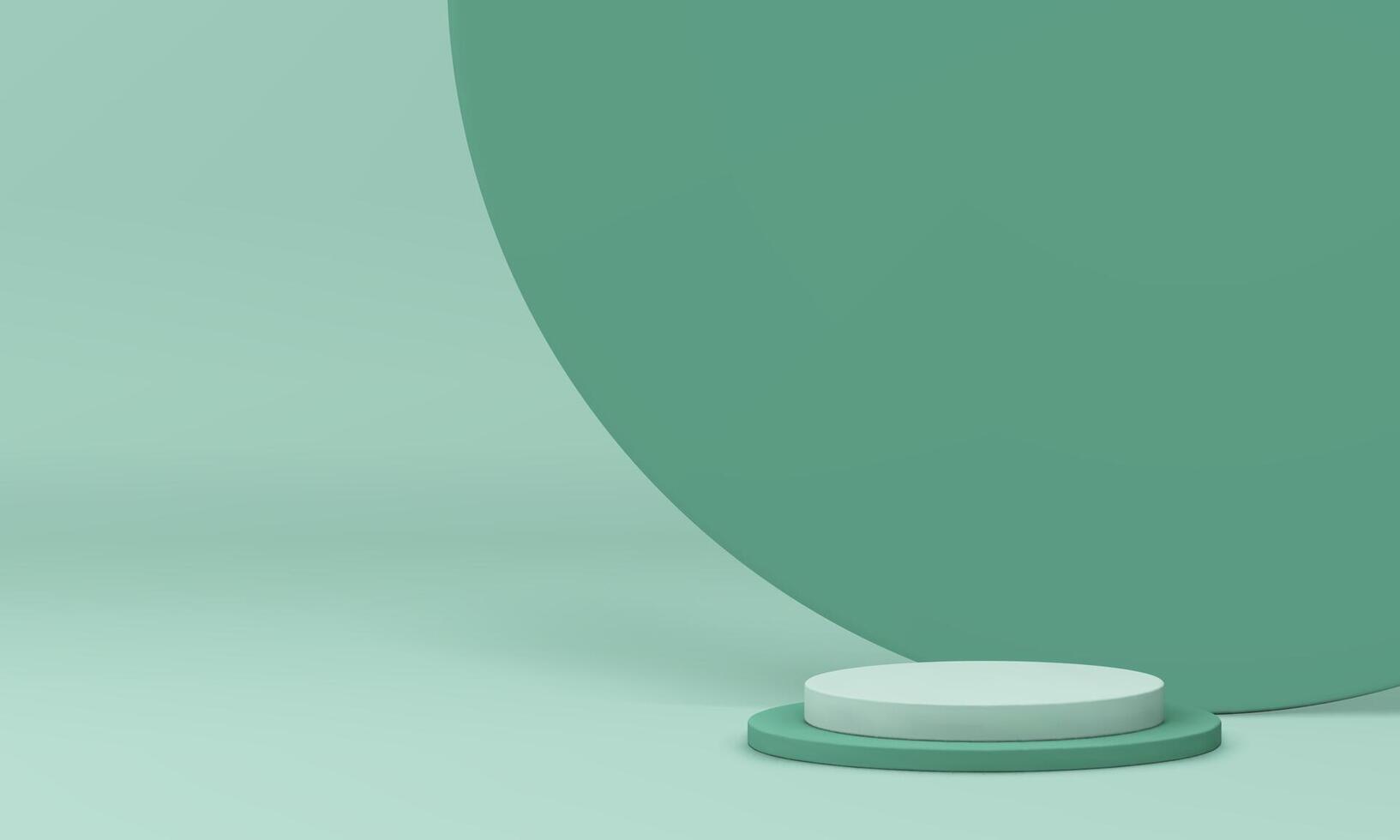 3d light green cylinder podium with circle wall background realistic illustration vector