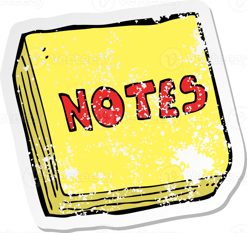 retro distressed sticker of a cartoon notes pad drawing png