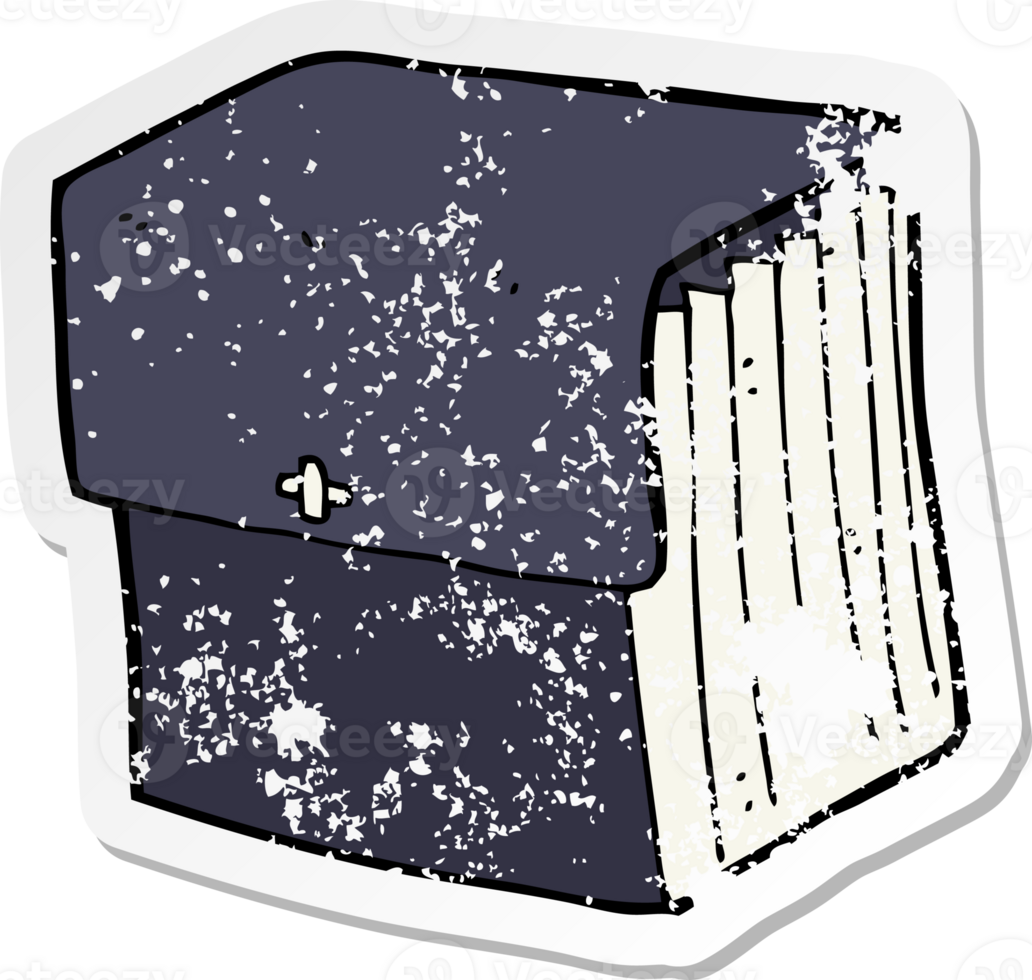 retro distressed sticker of a cartoon business files drawing png