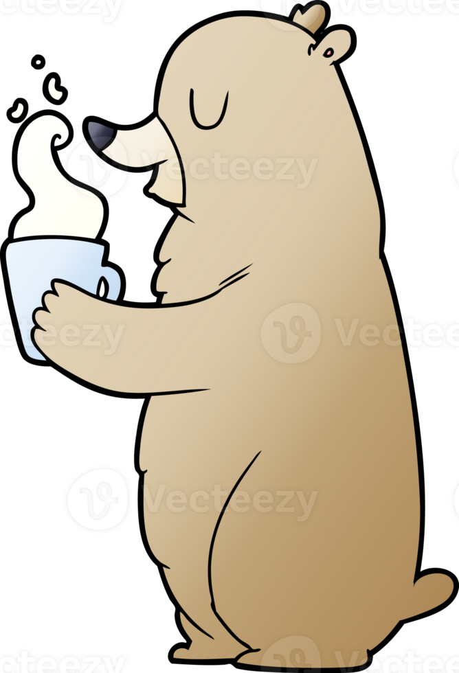 cartoon bear with hot drink drawing png