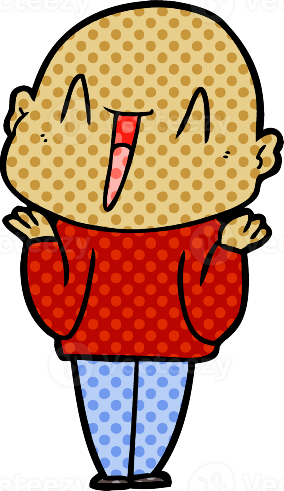 happy cartoon bald man drawing png