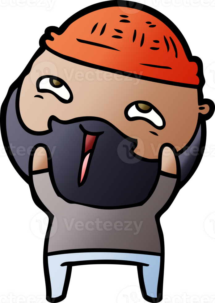 cartoon happy bearded man drawing png