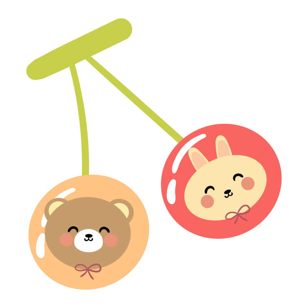 Illustration with handwritten cute bear cherry fruit. cute bear wallpapers, backgrounds and cards png