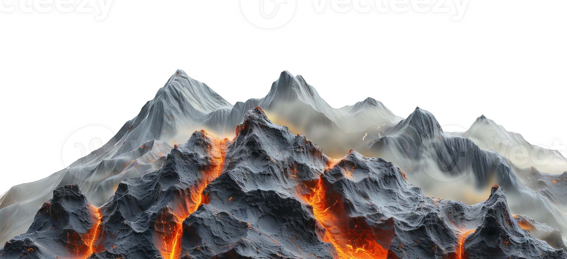 lava mountain isolated on transparent background ,hot lava hills , png