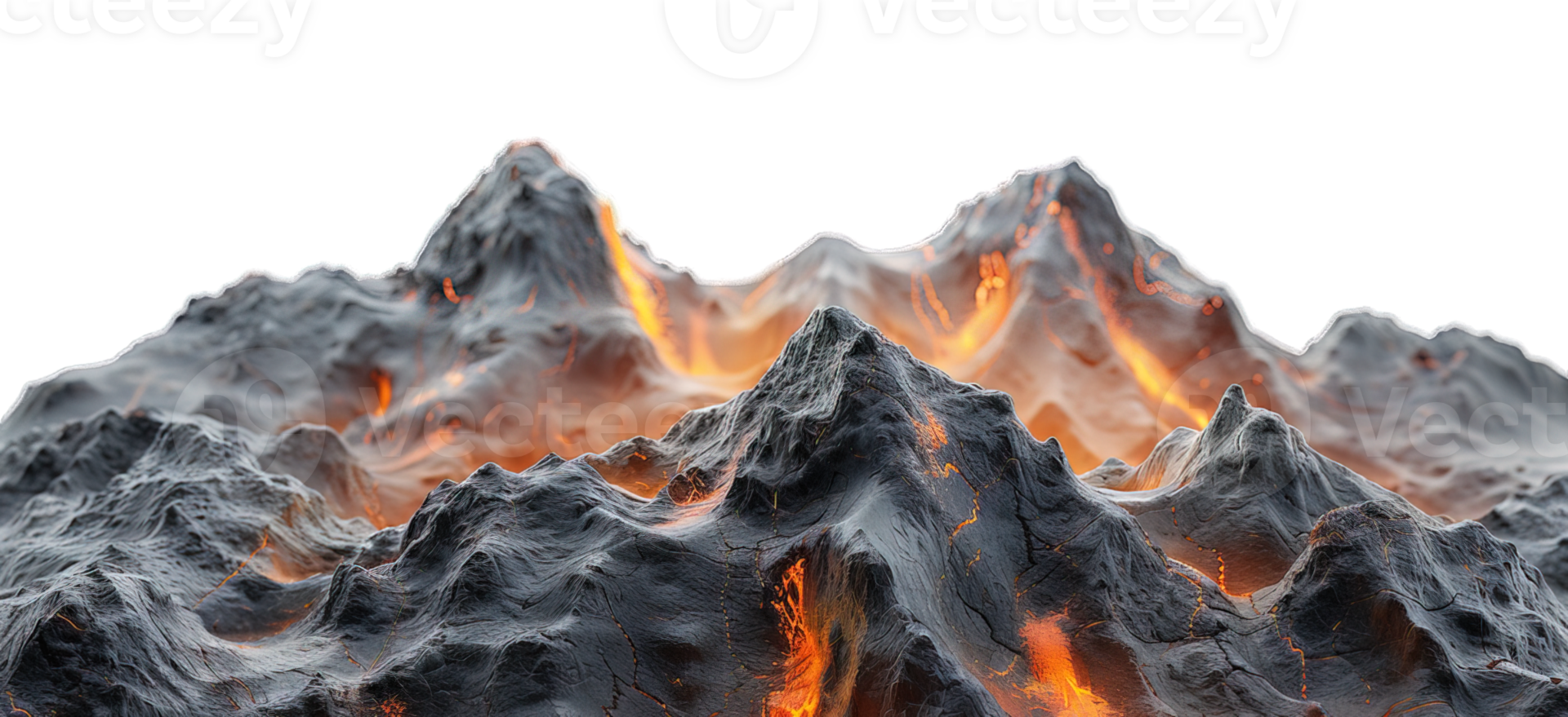 lava mountain isolated on transparent background ,hot lava hills , png