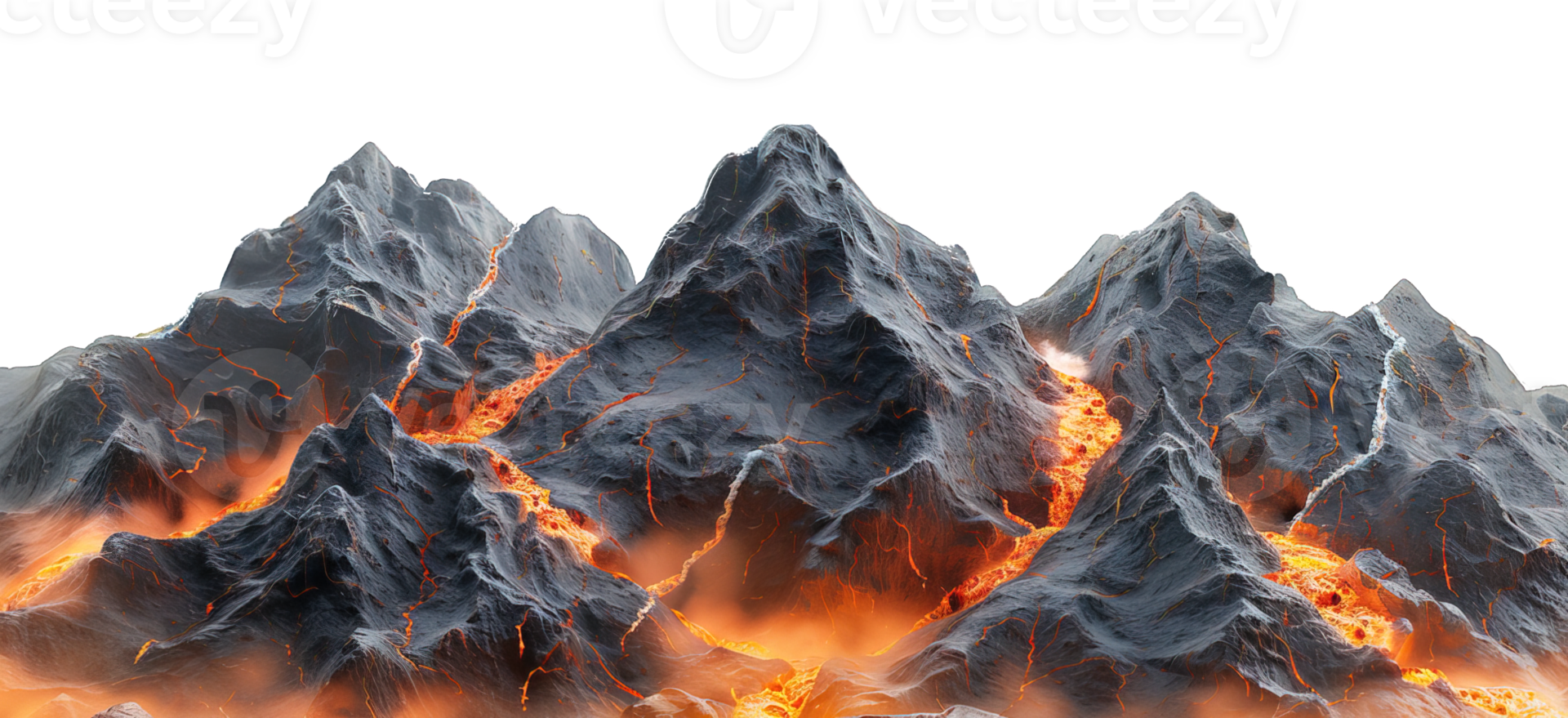 lava mountain isolated on transparent background ,hot lava hills , png