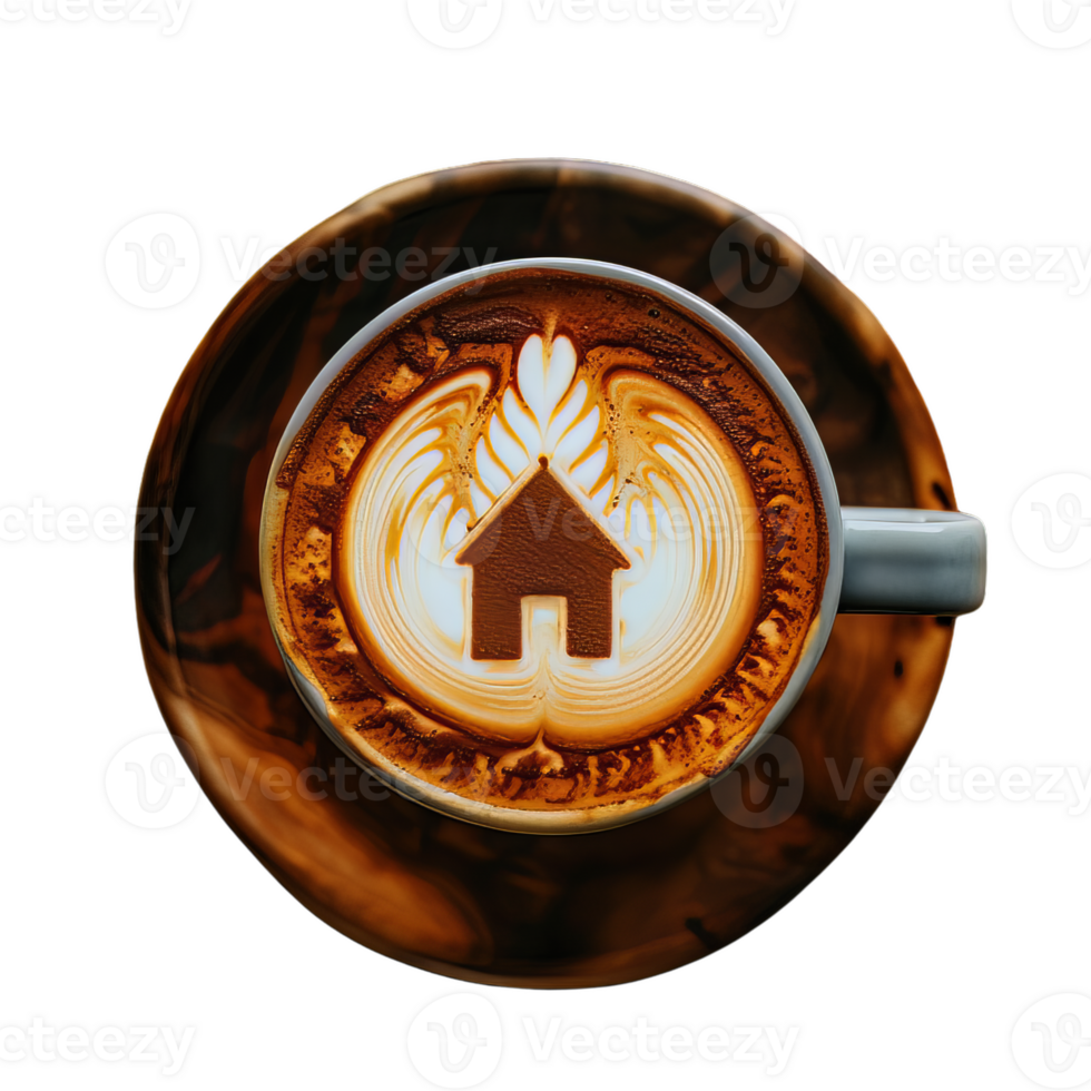 Cappuccino with Building Image on Milk Foam png