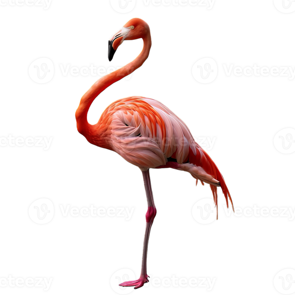flamingo standing on its legs, isolated on transparent background png