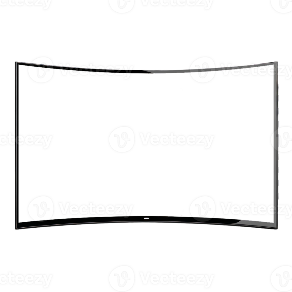 a curved tv screen on a transparent background png