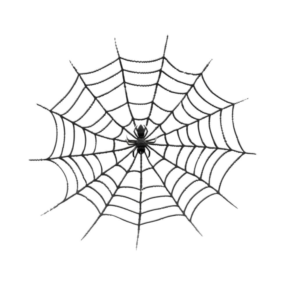 Spider Hanging Web on Transparent Background png