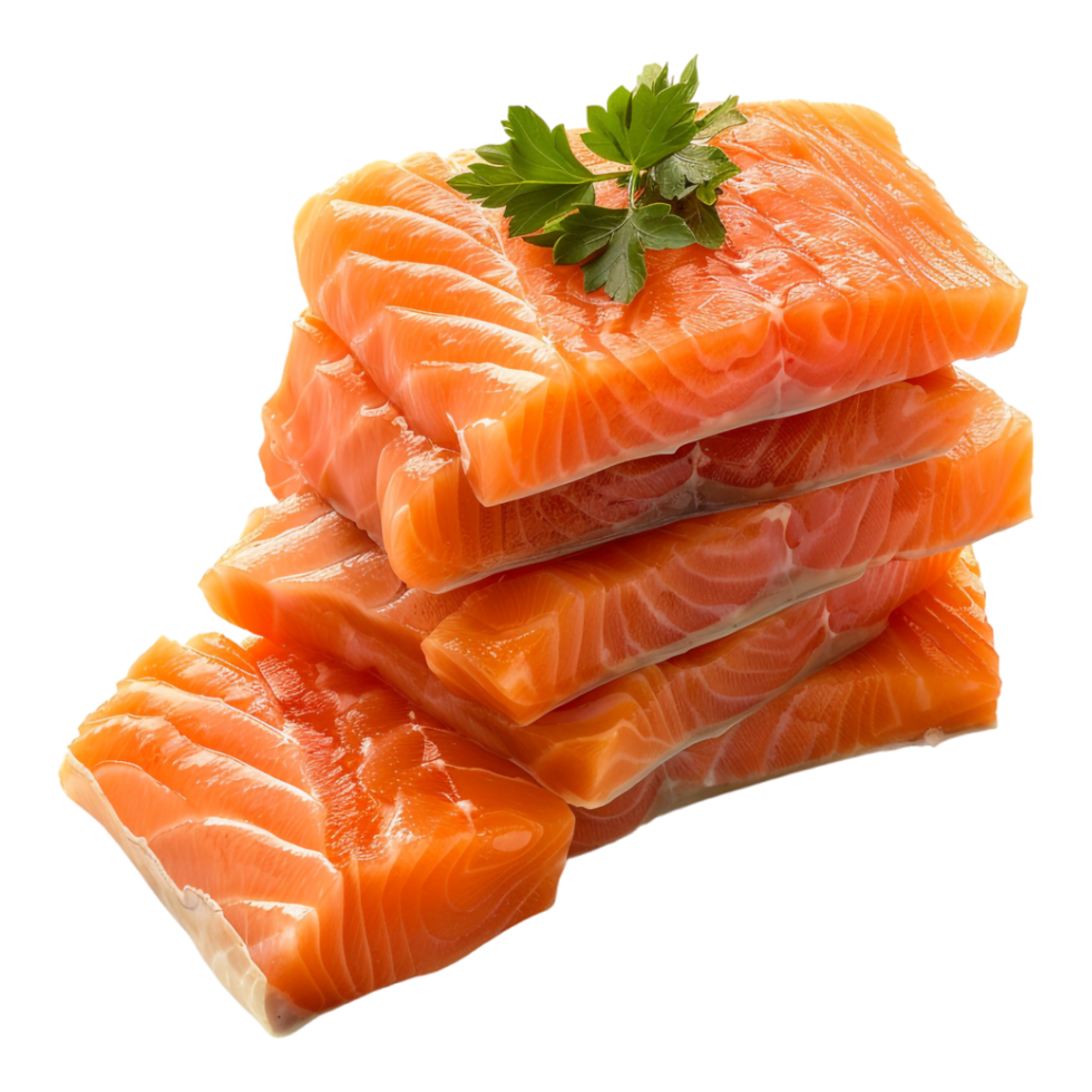 Slices of Salmon Fish on Transparent Background png