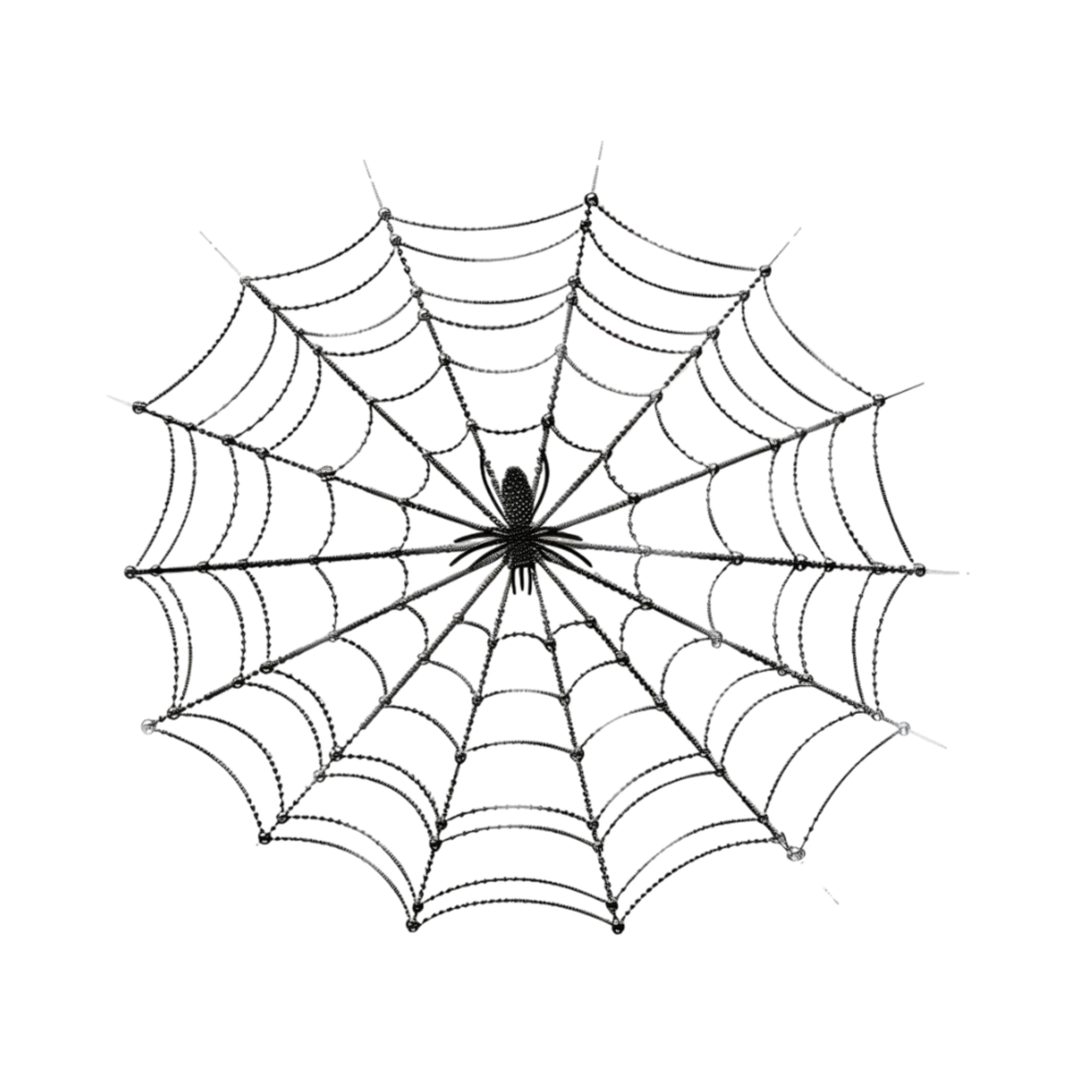 Spider Hanging Web on Transparent Background png