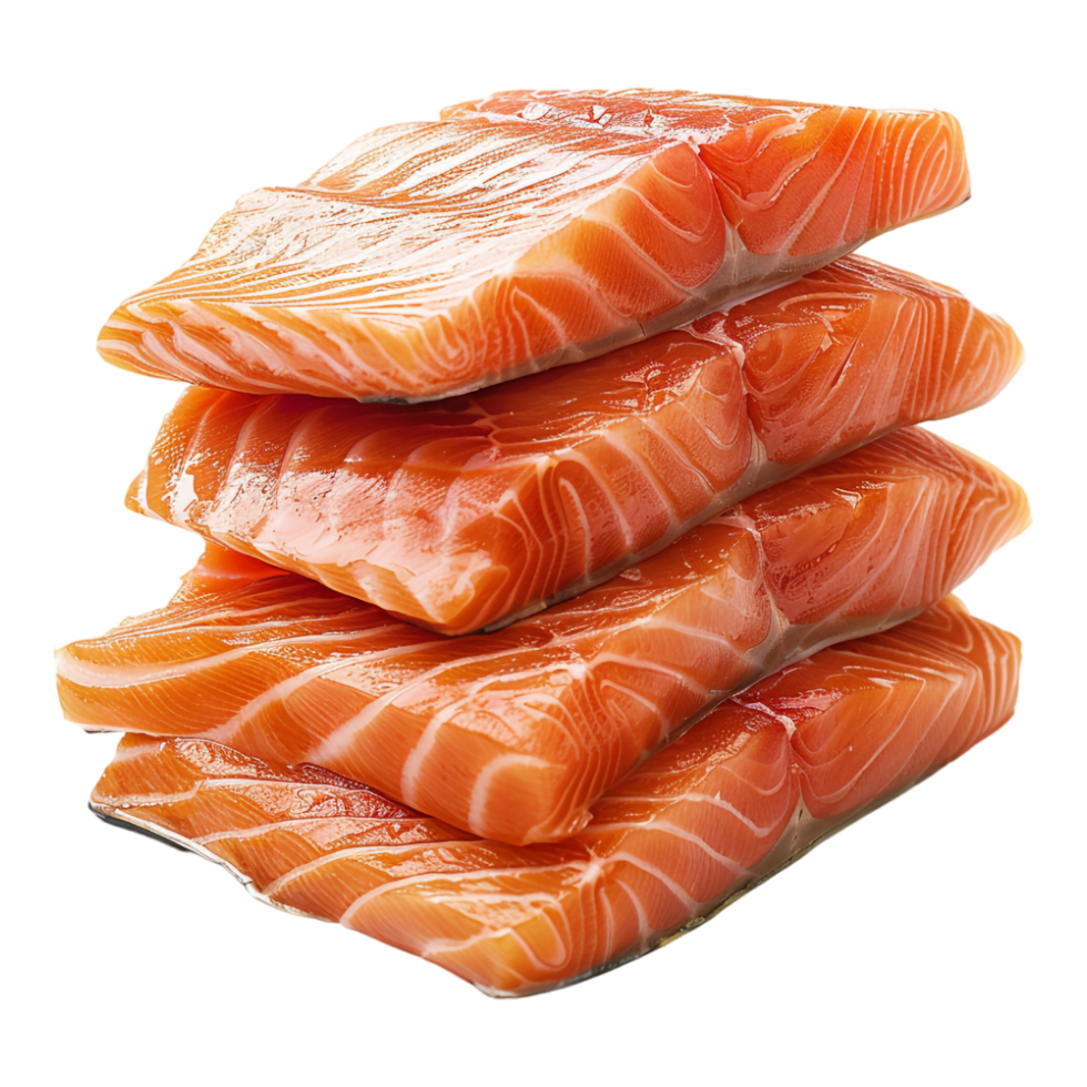 Slices of Salmon Fish on Transparent Background png