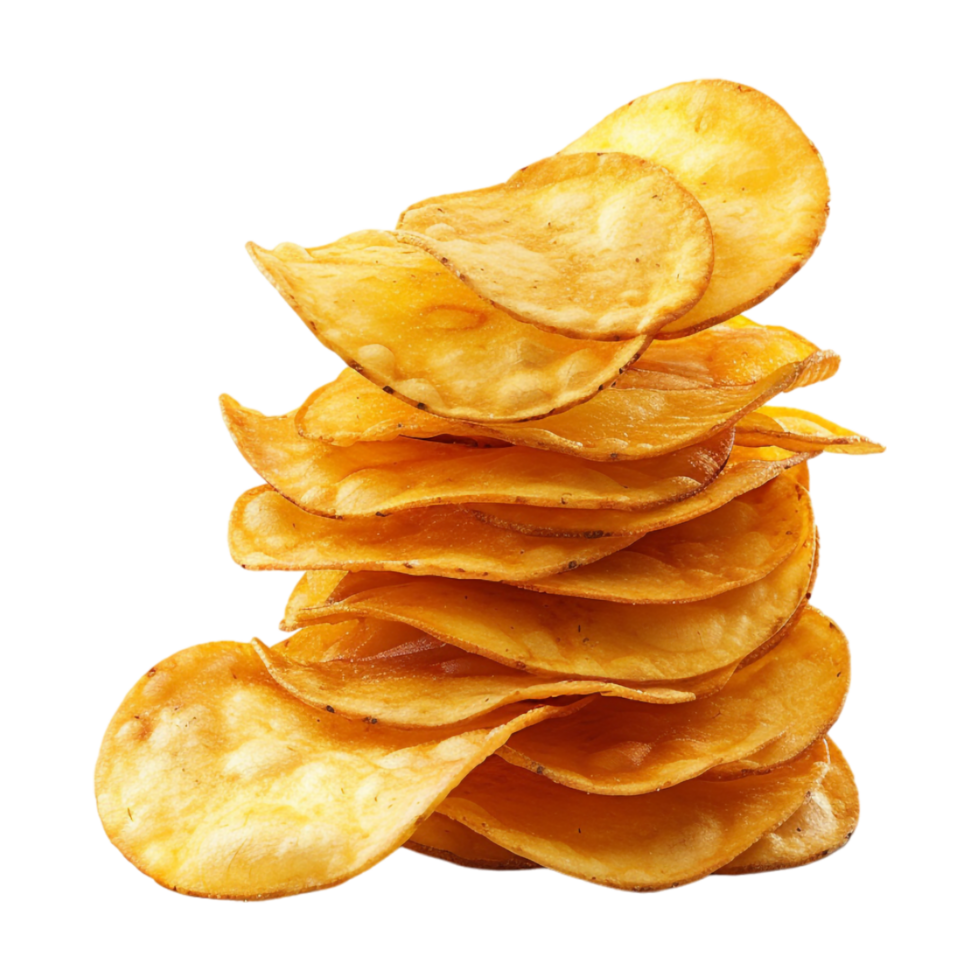 Stack of Fried Potato Chips on Transparent Background png