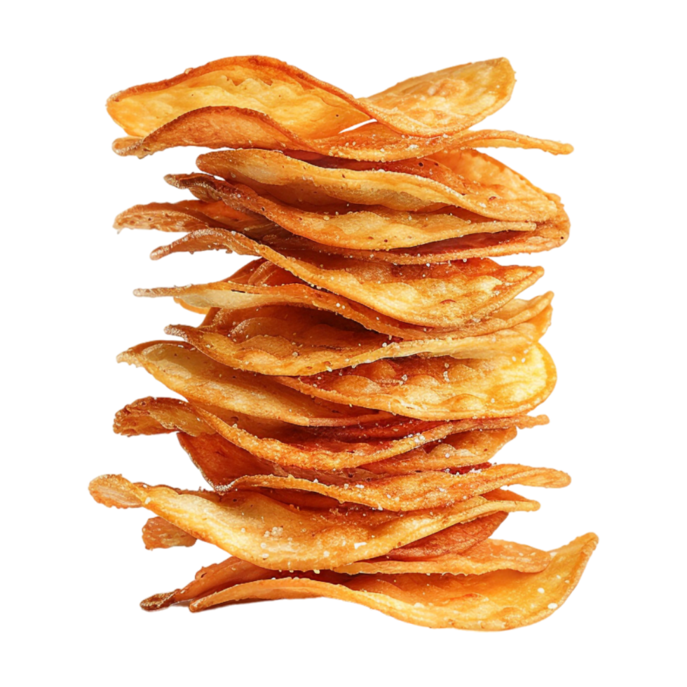 Stack of Fried Potato Chips on Transparent Background png