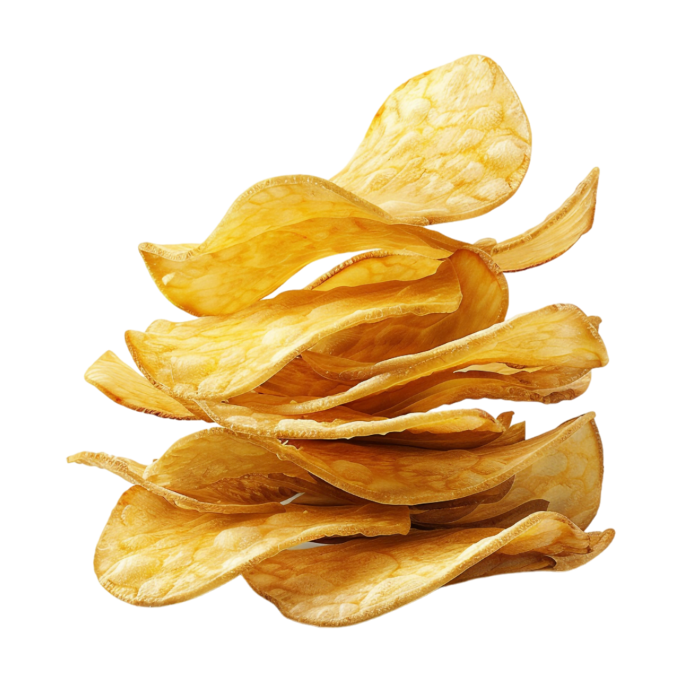 Stack of Fried Potato Chips on Transparent Background png