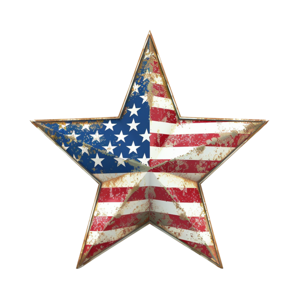 Star with USA Flag on it on Transparent Background png