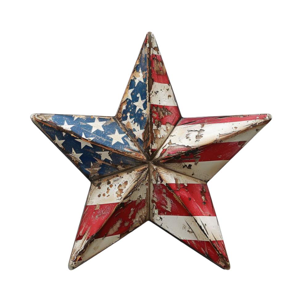 Star with USA Flag on it on Transparent Background png