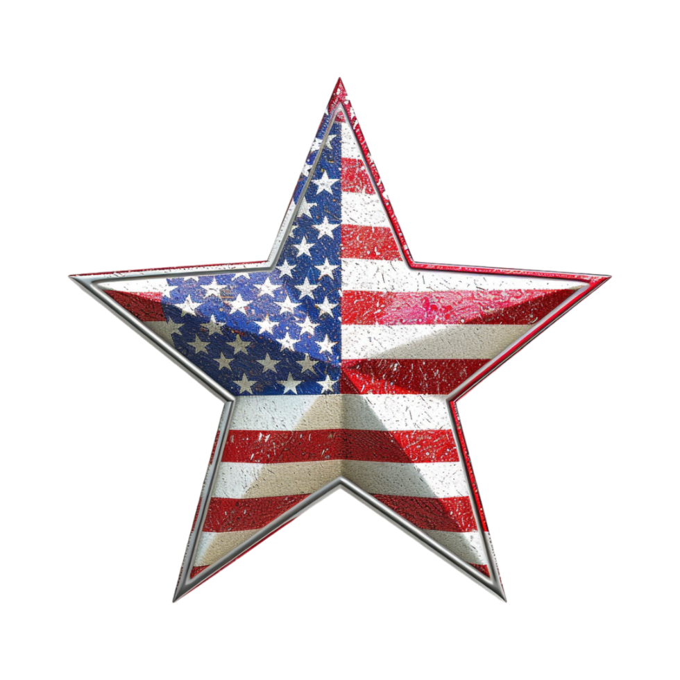 Star with USA Flag on it on Transparent Background png
