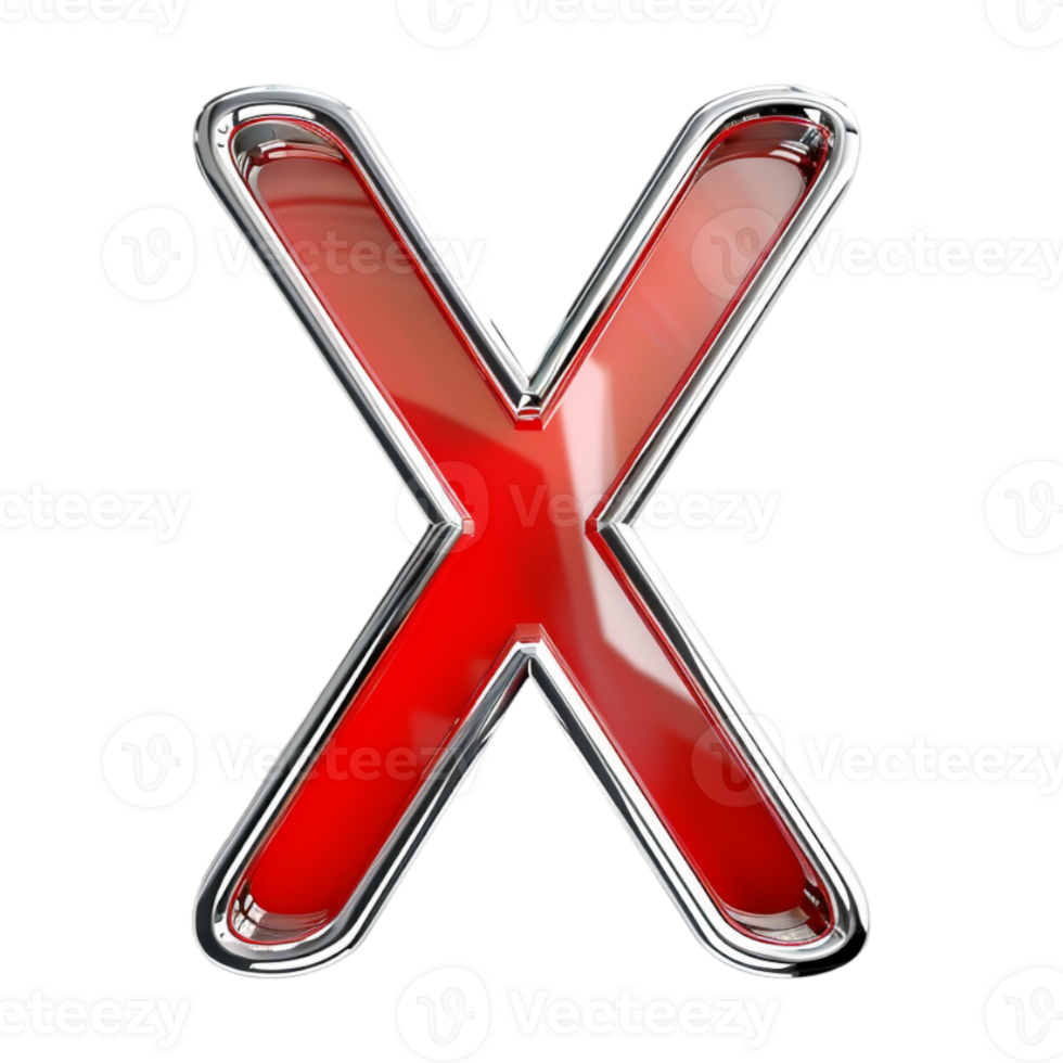 3D X Sign on Transparent Background png