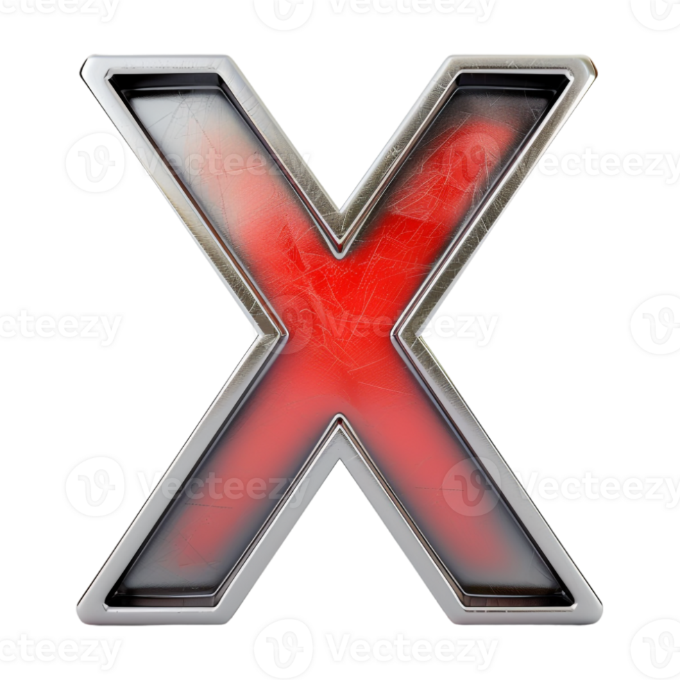 3D X Sign on Transparent Background png