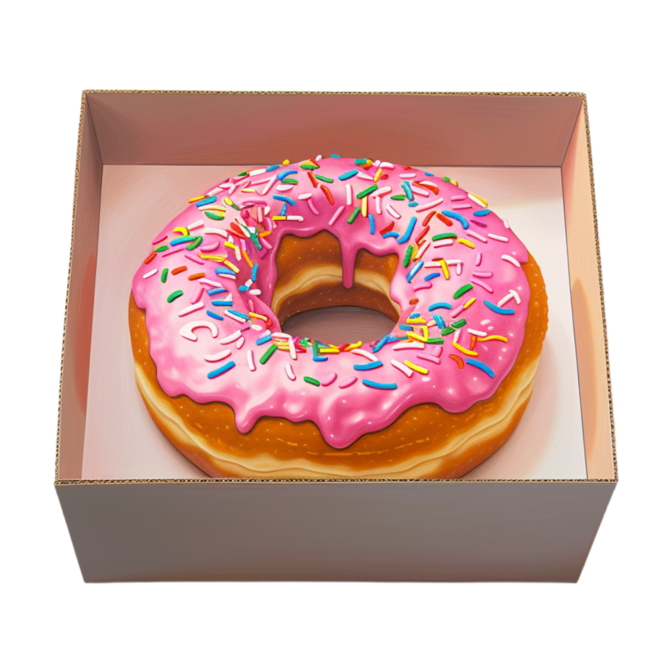 Donut in a Box on Transparent Background png
