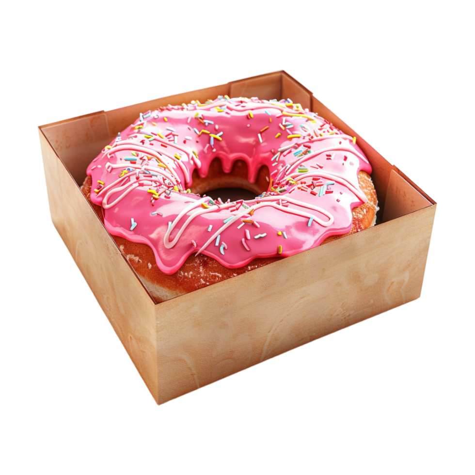 Donut in a Box on Transparent Background png