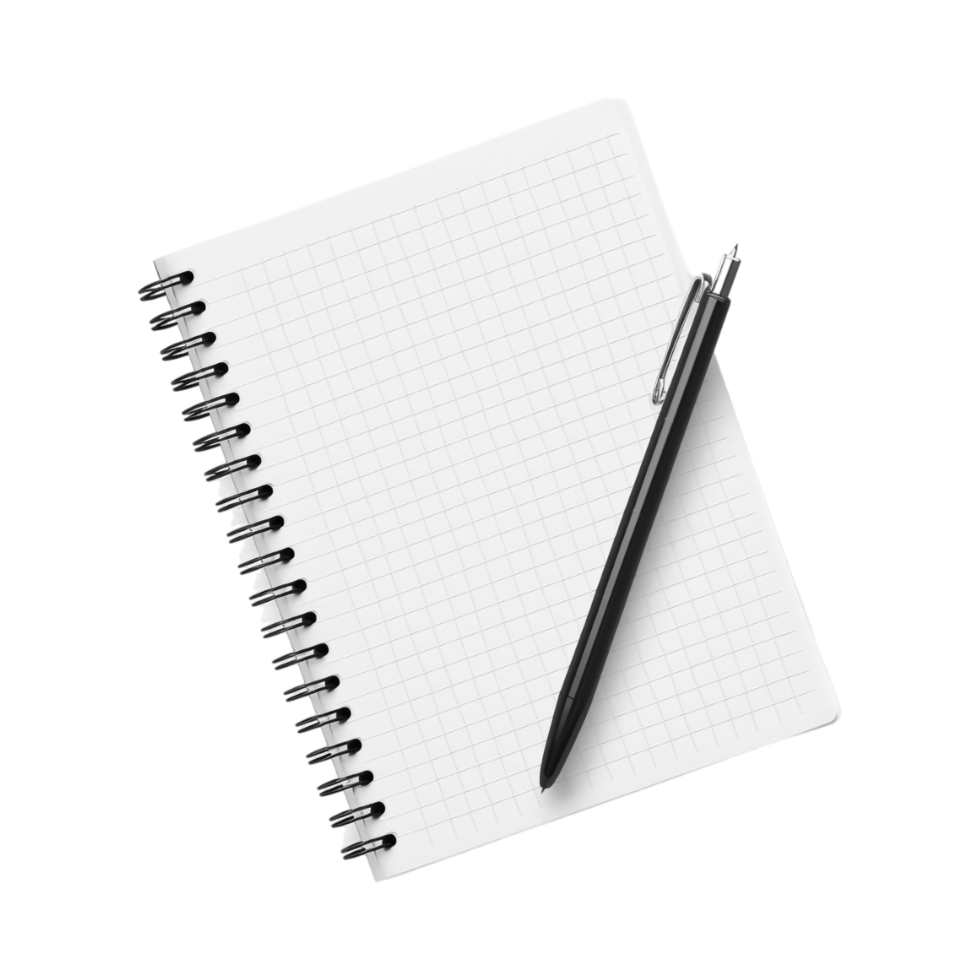 Blank Notebook with Pen on Transparent Background png