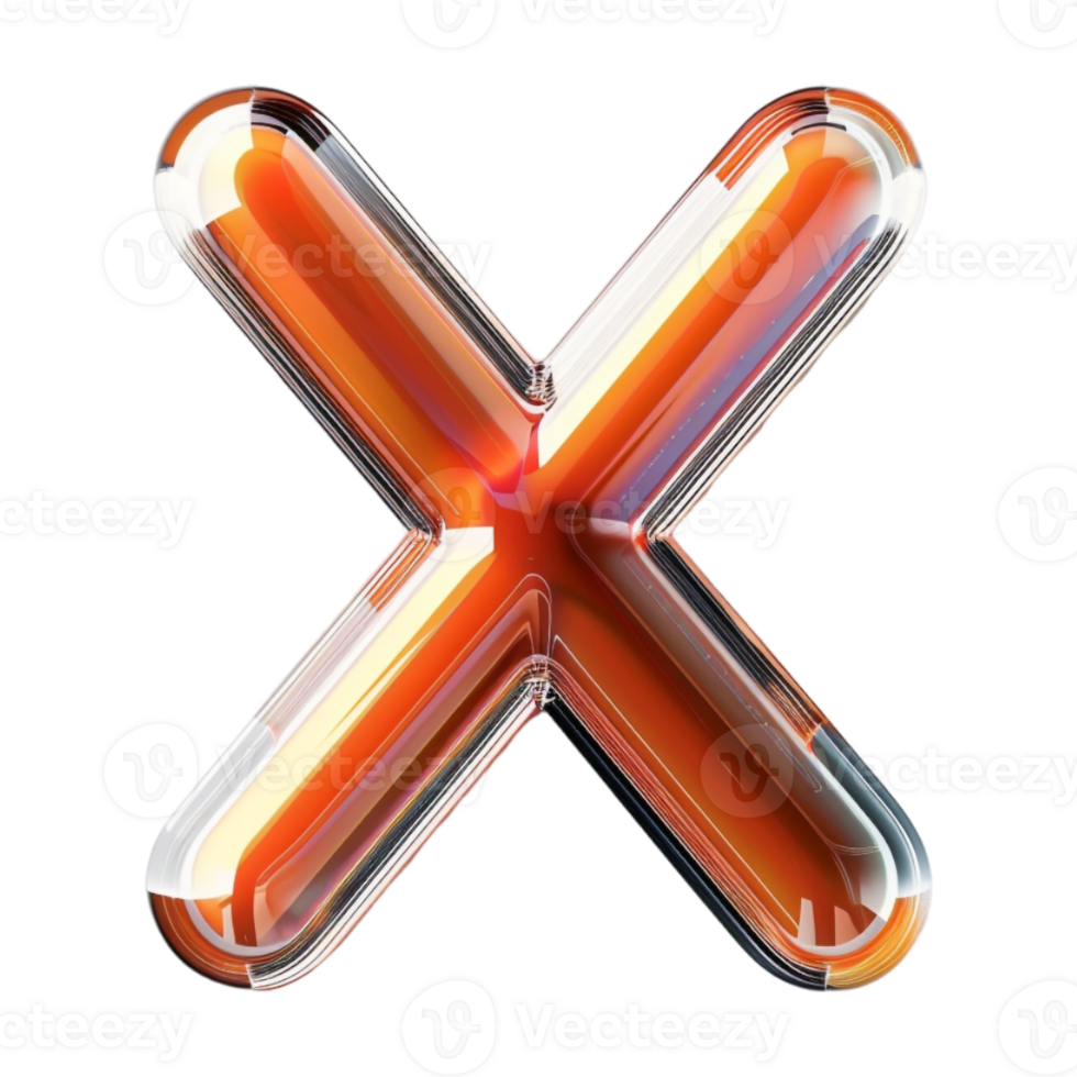 3D X Sign on Transparent Background png