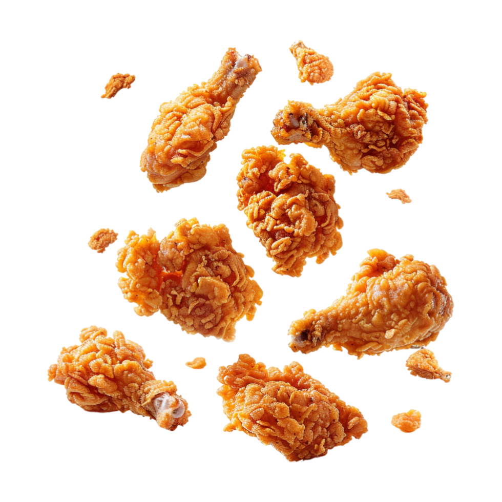 Fried Nuggets in Air on Transparent Background png