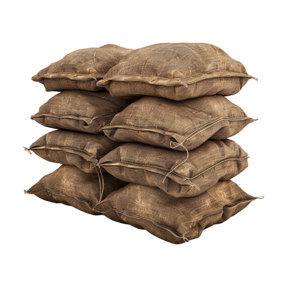 Sandsack Mauer Befestigung gefüllt Taschen bräunen auf transparent Hintergrund png