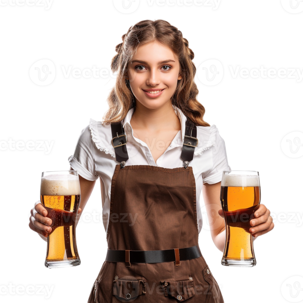 Waiter Holding Beer Glasses for New Year on Transparent Background png