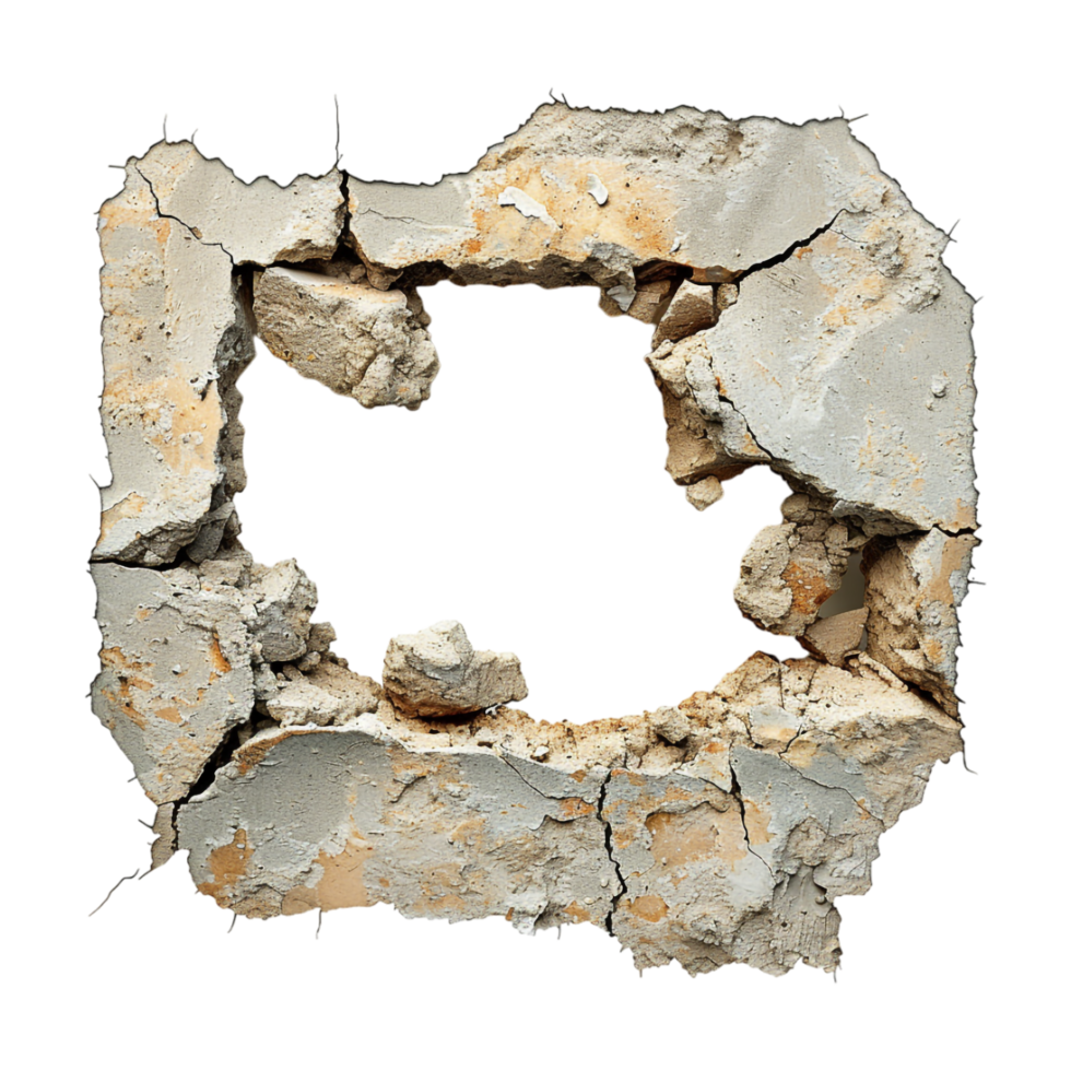 Big Rough Hole in a Brick Wall on Transparent Background png