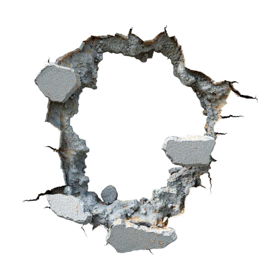 Big Rough Hole in a Brick Wall on Transparent Background png