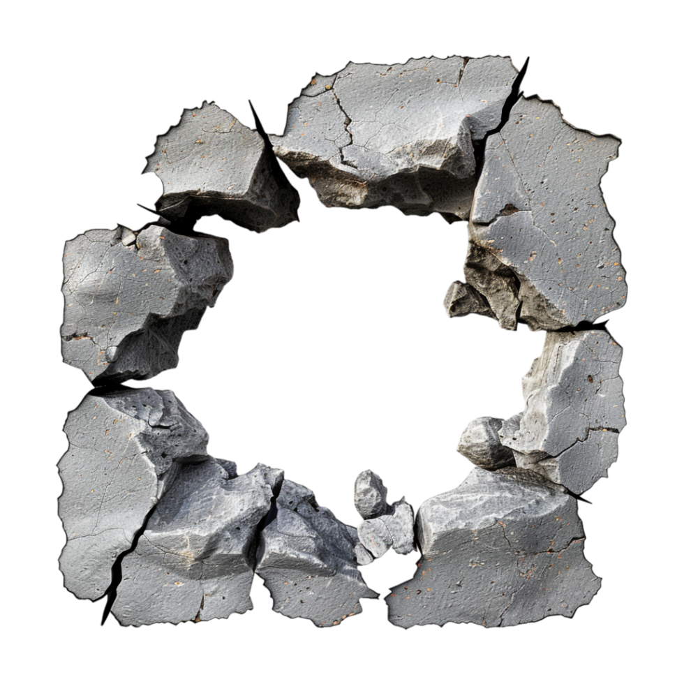 Big Rough Hole in a Brick Wall on Transparent Background png