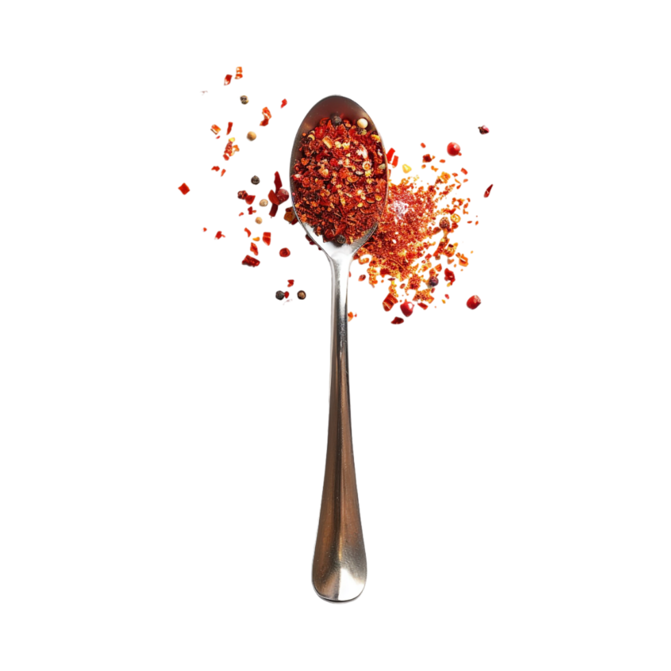 Red Chili on Spoon on Transparent Background png