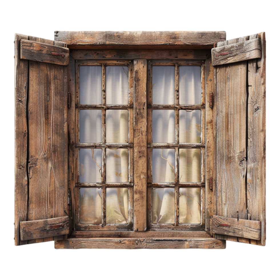 Vintage Wooden Window on Transparent Background png