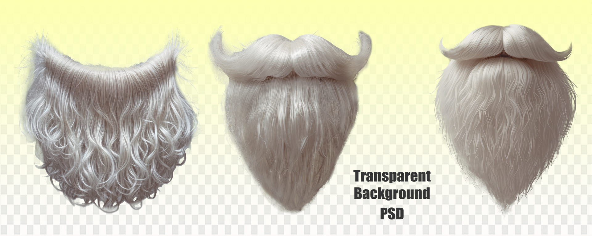 White Fake Beard and Mustache Set for Costume and Play psd