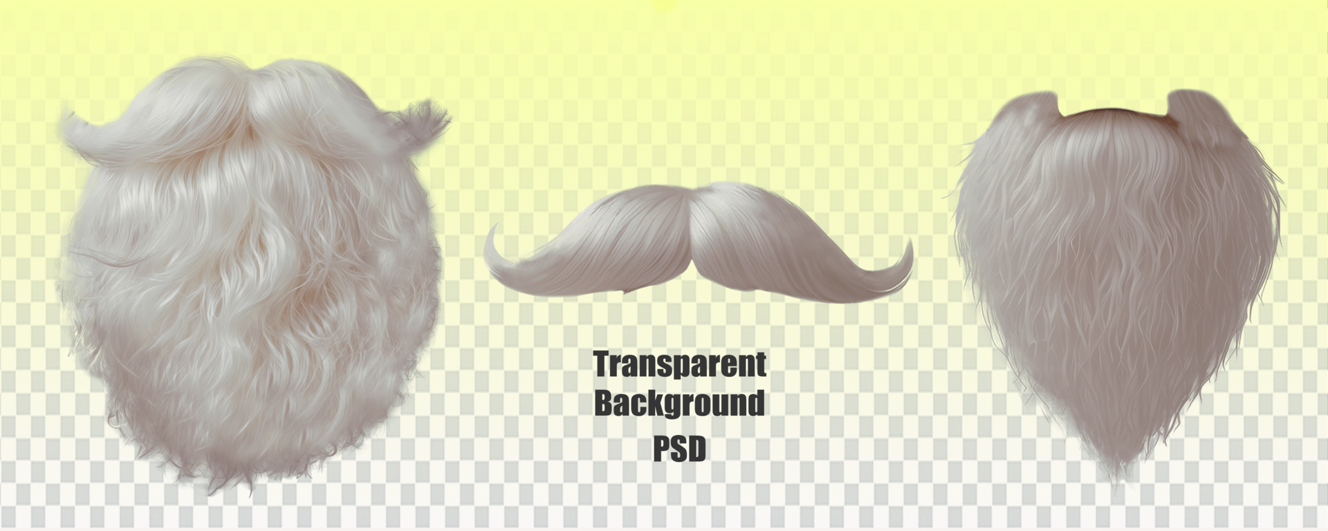 White Santa Claus Costume Beard and Mustache Set Isolated on White Background psd