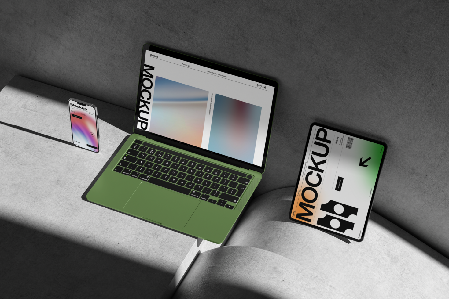 mockup design device template on the plaster psd