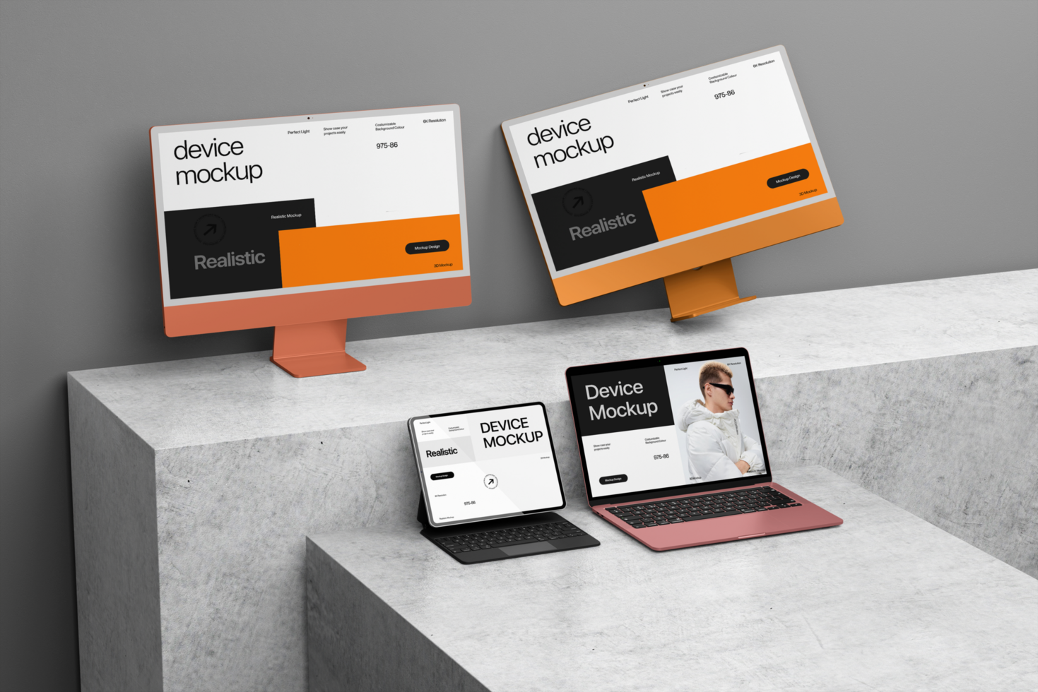 Modern device mockup template on the plaster for professional design wi psd