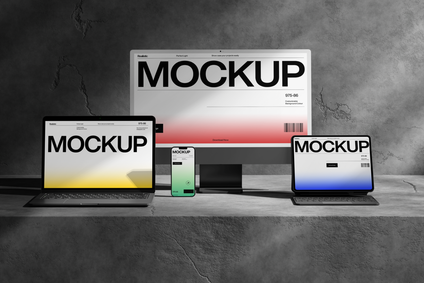 3d device mockup template on the plaster for professional branding showcase psd