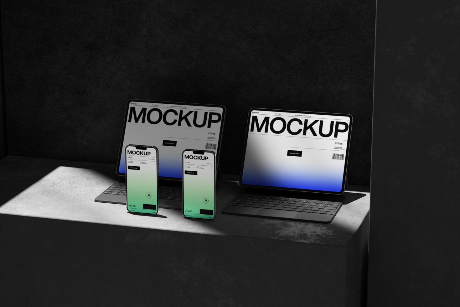 Dark Mode Multi Device Mockup Template for Professional Digital Display psd