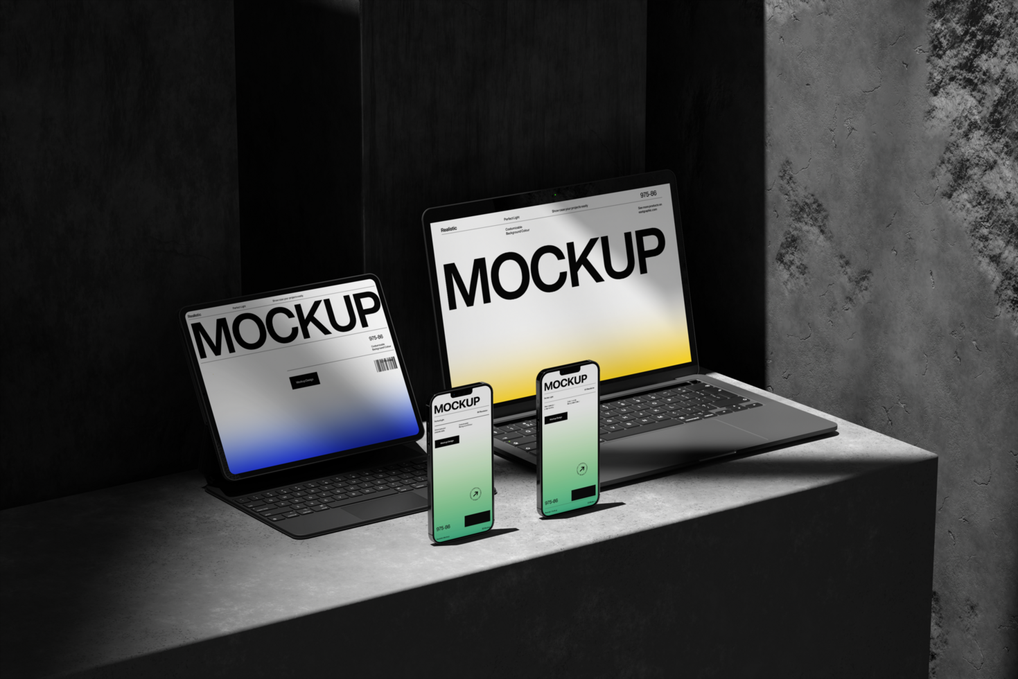 Elegant 3D Device Mockup Template for Professional Digital Presentations psd