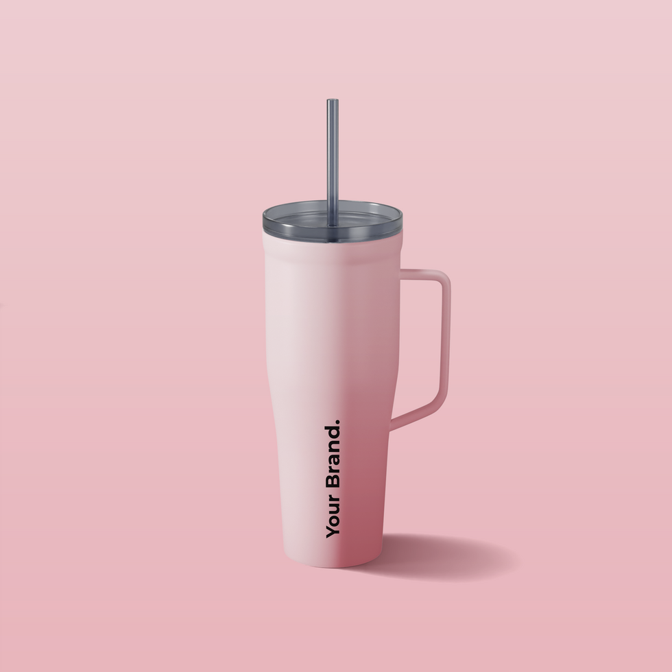 thermo tumbler with transparent cap and straw psd