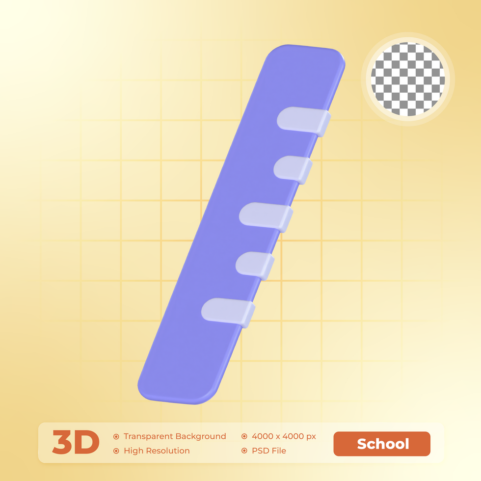 Ruler 3D Render icon School Pack psd