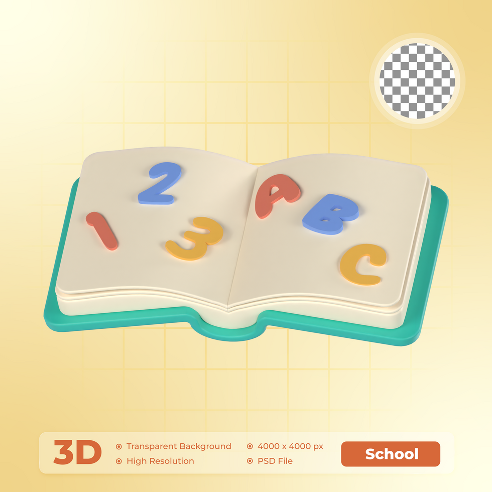 Open Book 3D Render icon School Pack psd