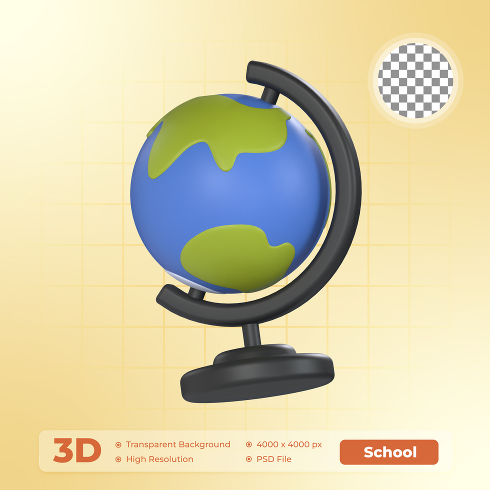 Globe 3D Render icon School Pack psd